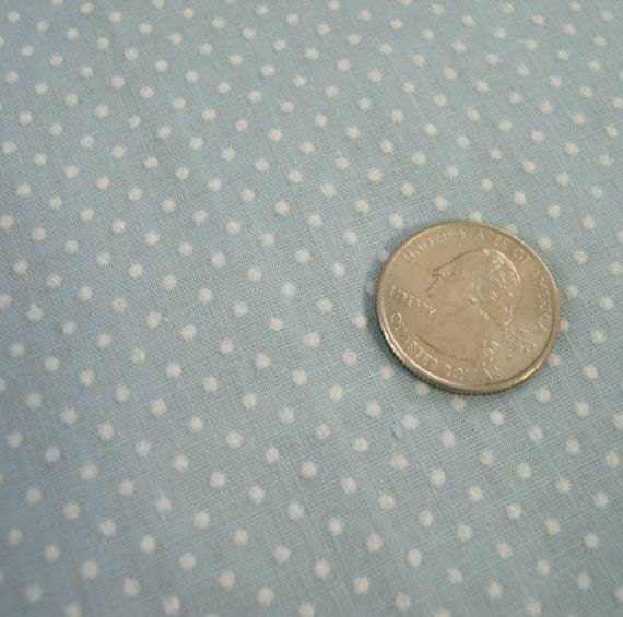 Vintage Light Blue Dotted Swiss Cotton Fabric By Missivyvintage