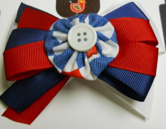 Red, White and Blue Bow Barrette Il_570xn