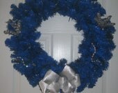 Diabetes Awareness Wreath - Solid Blue with Glitz