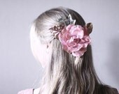 Big Rose Hairpiece / Pastel Pink Rose Hair Pin / Bridal Hairpiece, Wedding, Engagement, Nature Inspired, Flower Pin, Flower Accessories
