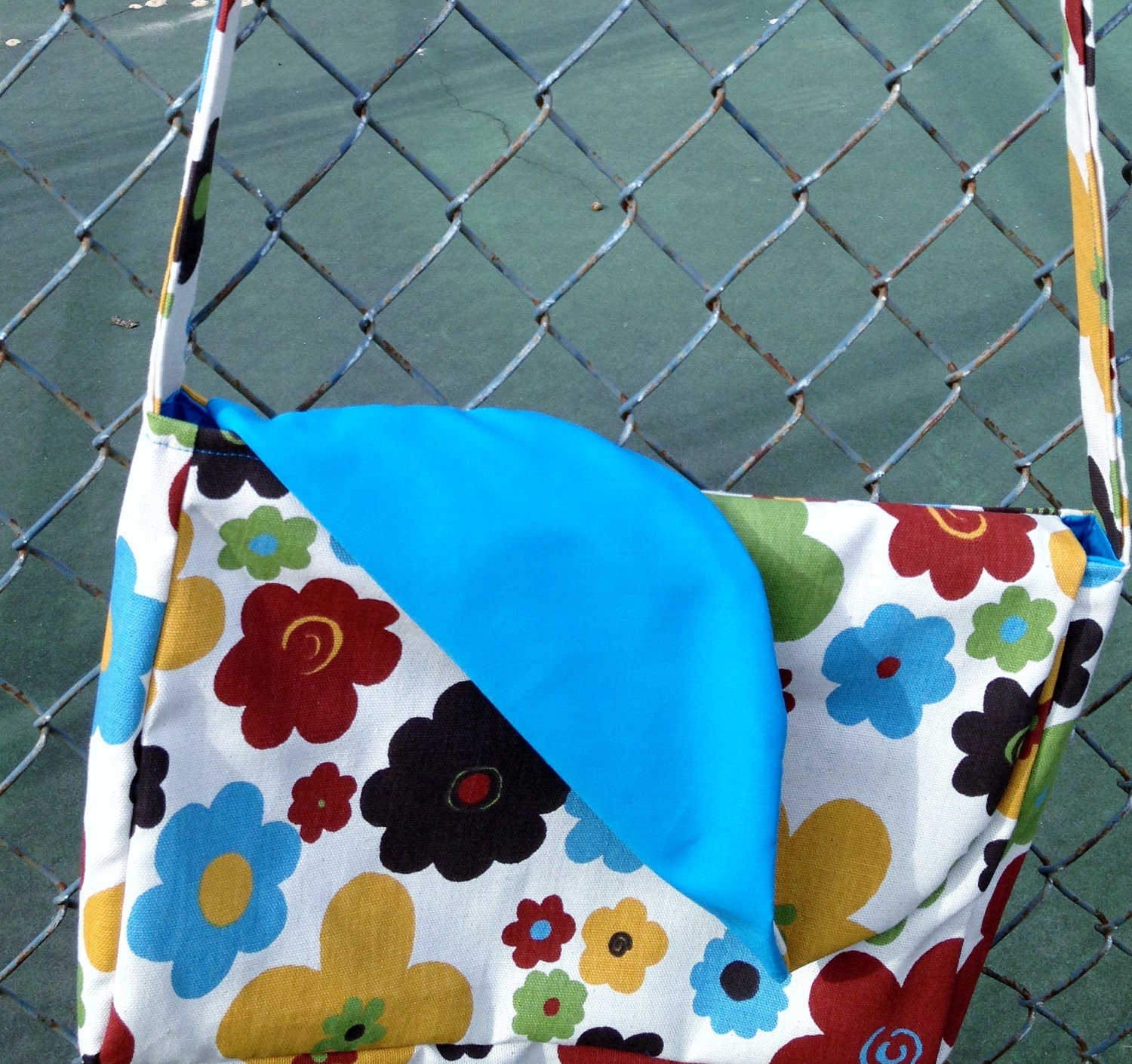 Reversible Messenger Bag Fall Colored Flowers