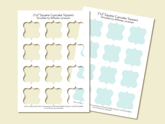 Instant Download DIY Party template - 2"x2" Decorative Cupcake Toppers Il_170x135