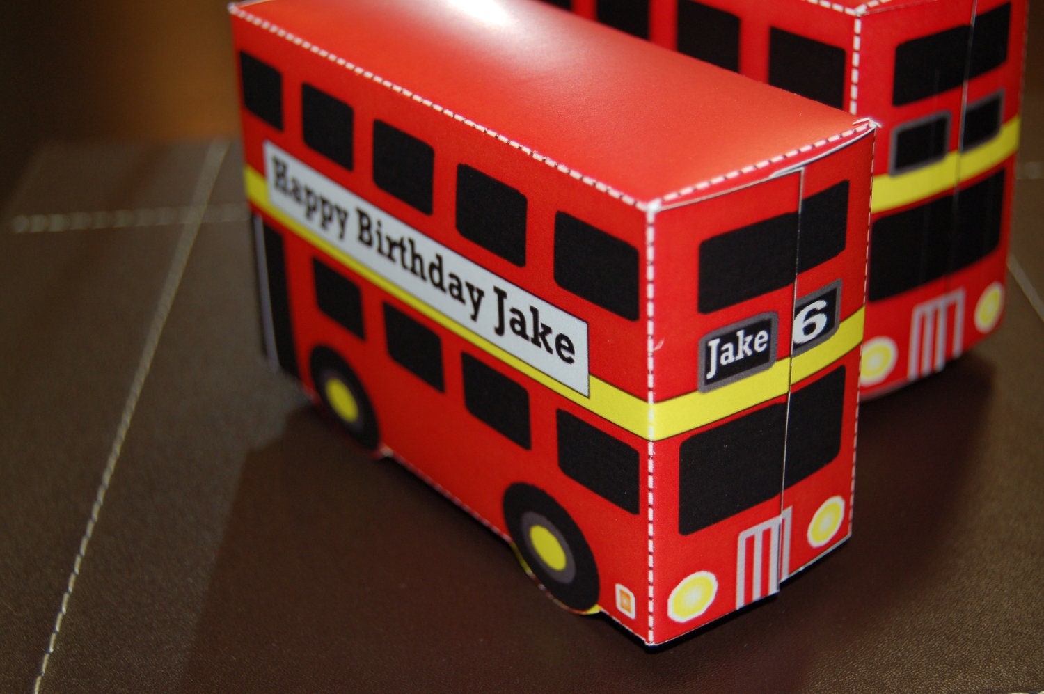 Personalized printable Big Red Bus favor box Il_570xn