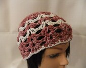 Hand Crocheted Girl  Beanie Cloche Hat Toque Handmade Child Teen Hat Accessory Rose White