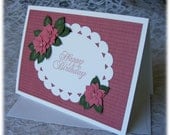 Elegant Handmade Birthday Card with 3D flowers in mauve