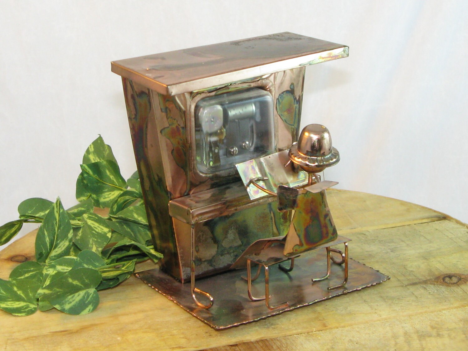 Items similar to Vintage Copper Piano Man Music Box Made in
