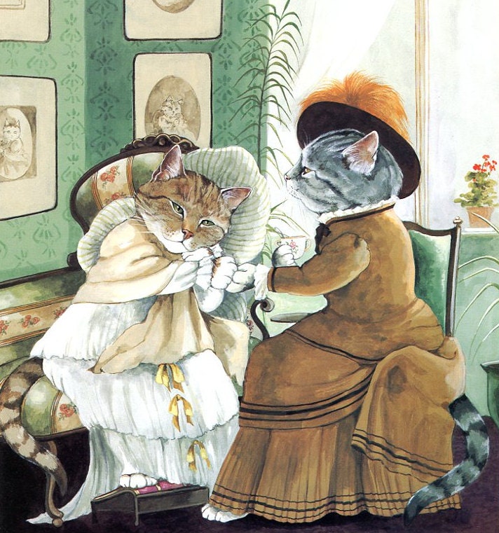 Victorian Cats, Susan Herbert,  Antique / Vintage Art Prints, Downton Abbey