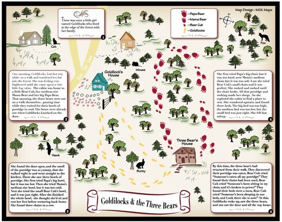 Goldilocks and the Three Bears Fairy Tale Map by MapAndDesign