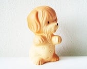 Cute Puppy toy Soviet Vintage USSR Children soft bubble bath toy Unique gift Collectible toy dog Cream Beige Nursery decoration