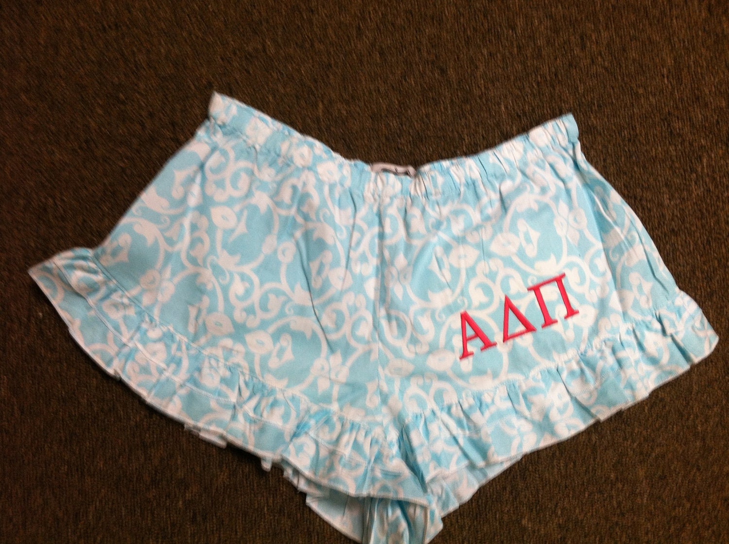 Alpha delta Pi or other sorority pajama shorts with monogram or letters