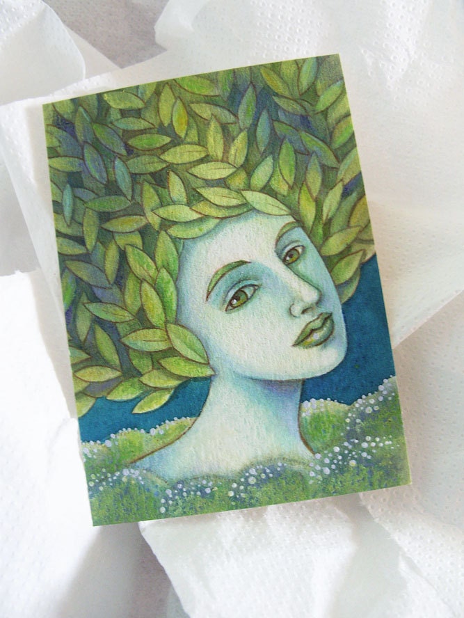 Watercolor  Fairies - Original Illustration -  ACEO -OOAK