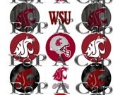 Washington State University Cougars - Digital Collage Sheet of 1" Digital Bottle Cap Images in BOTH .jpg and PDF