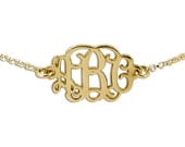 Monogram Bracelet 18k Yellow Gold Plated Plating Anklet Monogrammed Initials Customized Name Personalized Letters Jewelry Custom Made