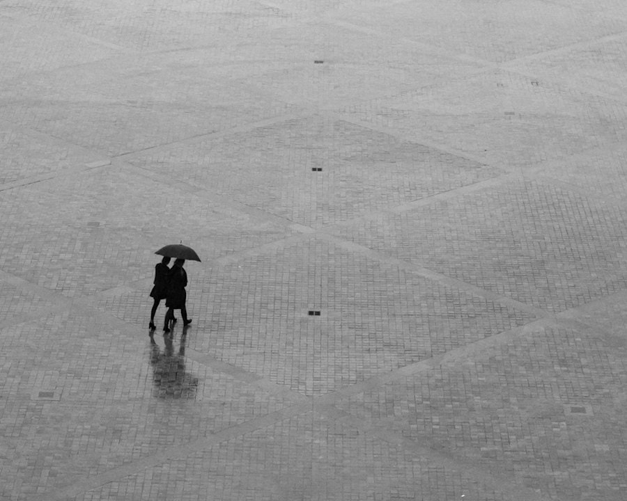 Rainy Day in Paris - Paris Street Photography - 8x10 Black and White Print - Minimal - French Wall Print - Paris, France