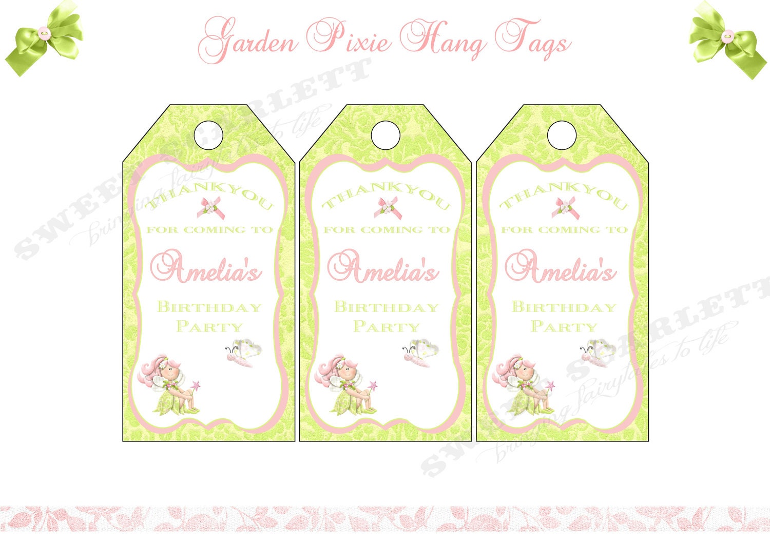 Garden Pixie Collection - Customized PRINTABLE 2.5inch x 5inch HANG TAGS - SweetScarlettEvents Il_570xn
