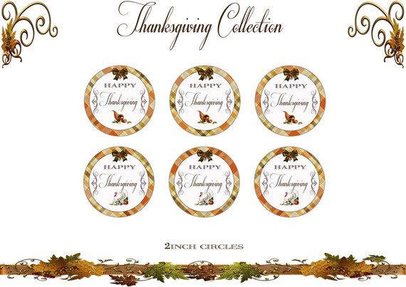 Thanksgiving Collection - 2inch PRINTABLE CUPCAKE TOPPERS - Sweet Scarlett Events Il_570xn