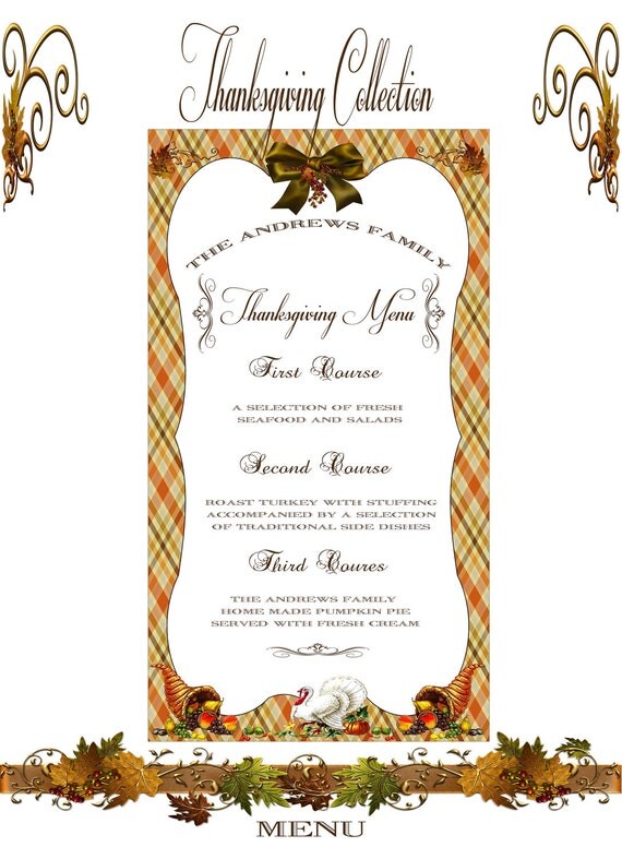 Thanksgiving Collection PRINTABLE CUSTOMIZED MENU - Sweet Scarlett Events Il_570xn
