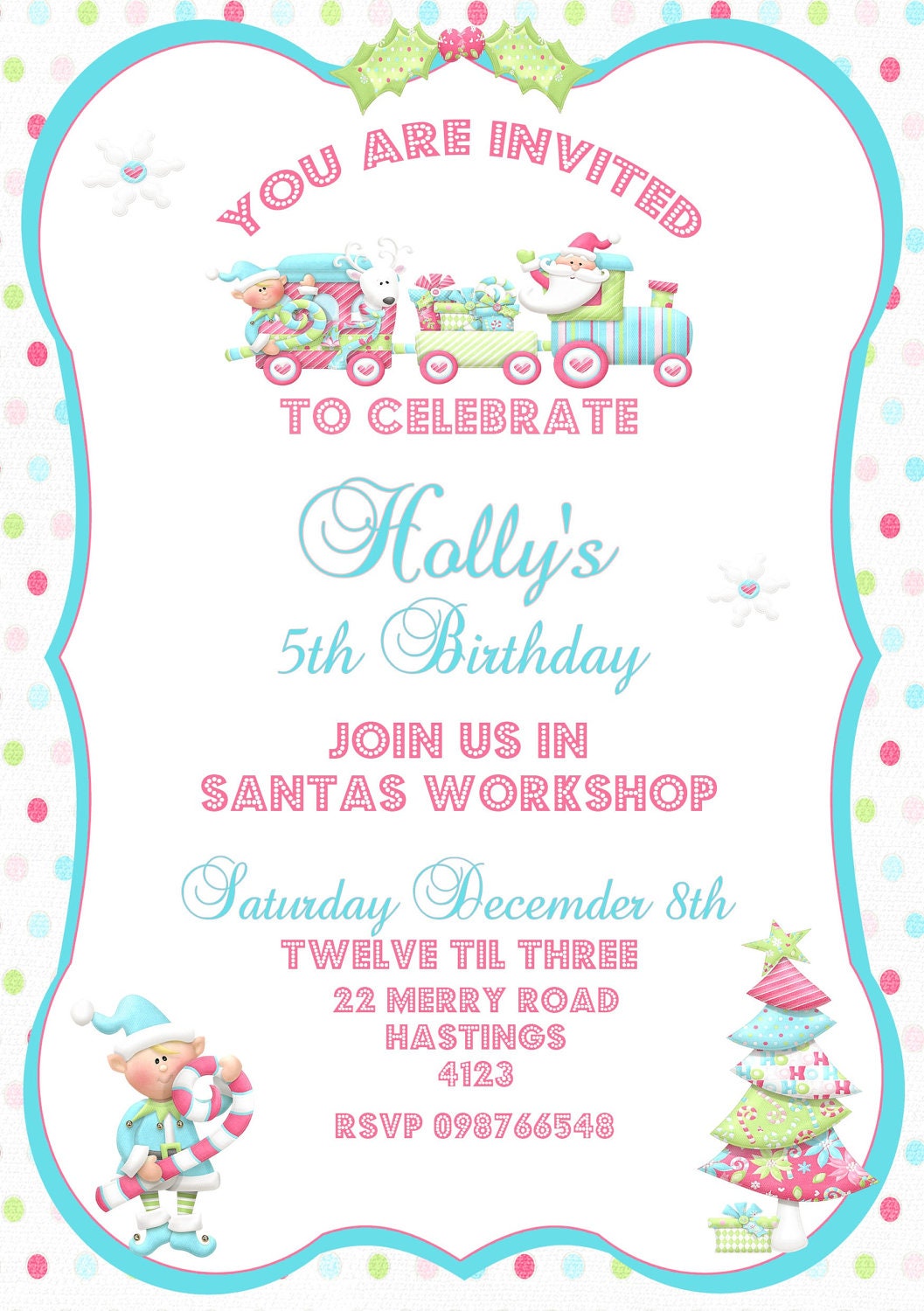 Cutie Christmas Collection - Printable CUSTOMIZED BIRTHDAY INVITATION - Sweet Scarlett Events Il_570xn