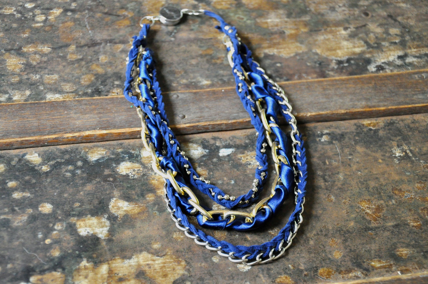 mixed chain necklace in navy