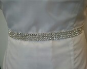Wedding Belt, Bridal Belt, Sash Belt, 4 rows of Crystal Rhinestone Belt - Style B157