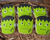 Frankenstein Head Hand Decorated Sugar Cookies - 1/2 dozen