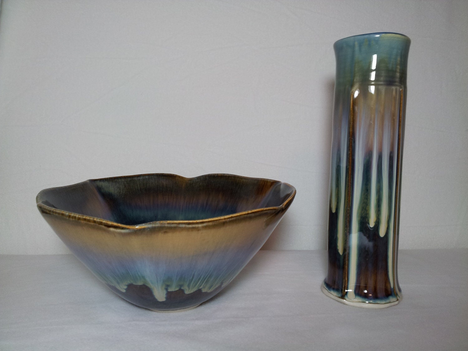 Colorful Drip Glaze Bowl and Vase - I Love This Set