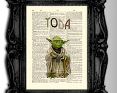 Yoda art print - Original star wars geekery retro dictionary art print poster vintage page dictionary art print dictionary star wars