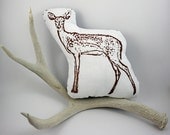 Handmade Plush Deer Pillow Hand Printed