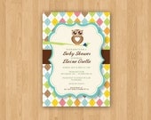 Colorful & Cute Printable Owl Baby Shower Invitation