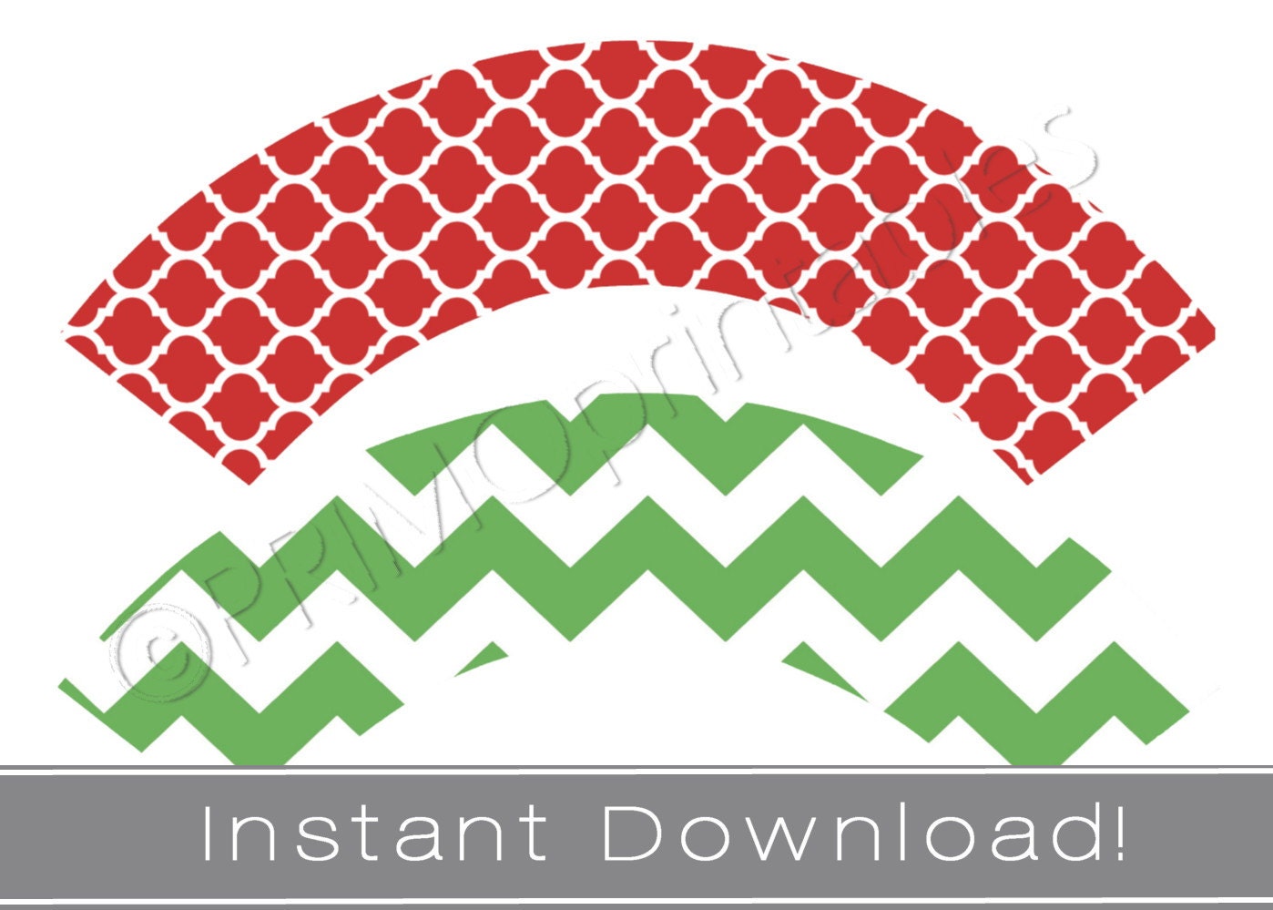 Printable cupcake wrappers INSTANT DOWNLOAD Red and Green Christmas party decor printables DIY wraps Il_170x135