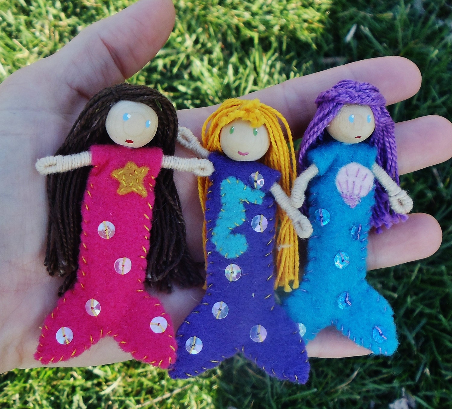 Waldorf Doll Bendy Doll You Choose Starfish, Scallop Shell, or Seahorse Mermaid