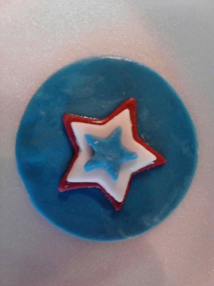 12 Captain America Patriotic Fondant Cupcake Toppers