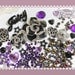 Cabochon Deco Kit set Black & Purple Silver Crystal Juicy Flower Alloy Metal Bling Decoden Kit DIY cell phone case with rhinestones DS713