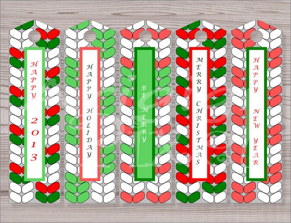 Holiday DIY long Christmas gift tags printable reminder bookmark for knitting lovers red green instant download Il_570xn