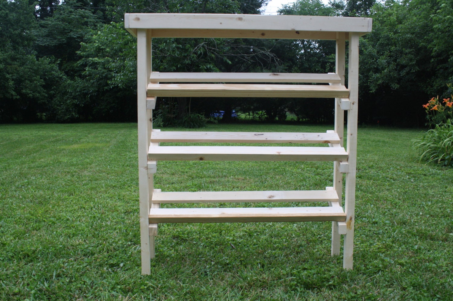 SHOE RACK Hand-Made 3-Shelf Angled With Top Framework 10-1/2" x 42" x 46" Custom Sizes Available