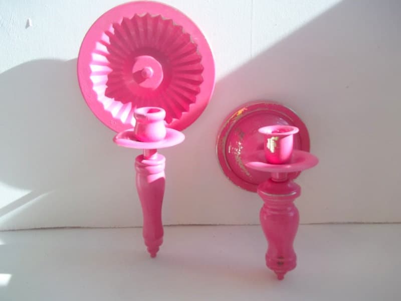 Shabby Chic Girls Room Set of Pink Wall Sconces by TheDezignShoppe