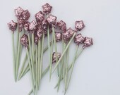 24 pink & green origami star cake toppers, birthday,wedding