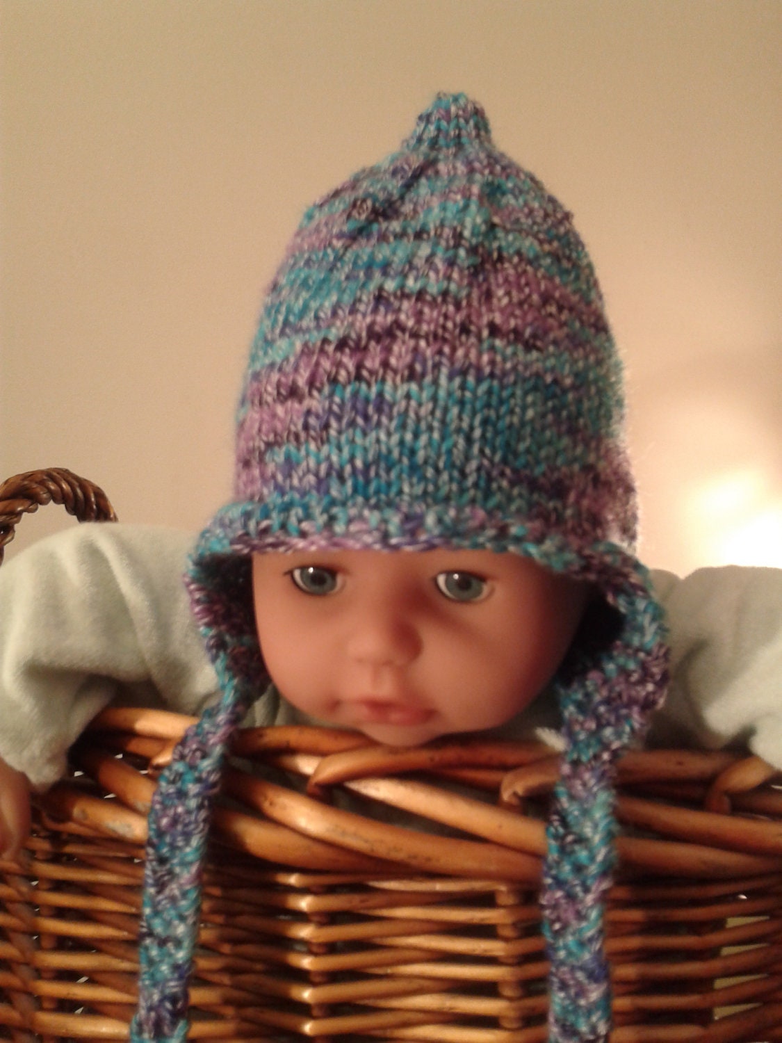 Knitting Pattern Baby Chunky Pixie Elf Ear flap Hat 0-3 months