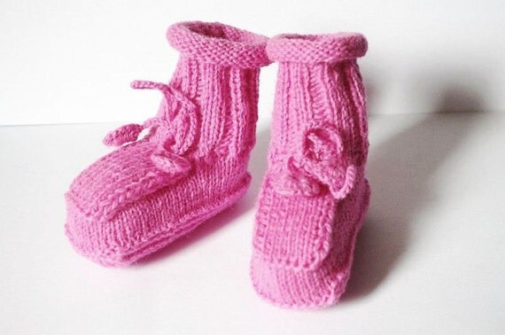 SALE: Baby girl booties knit shoes hand knitted newborn girl booties ...
