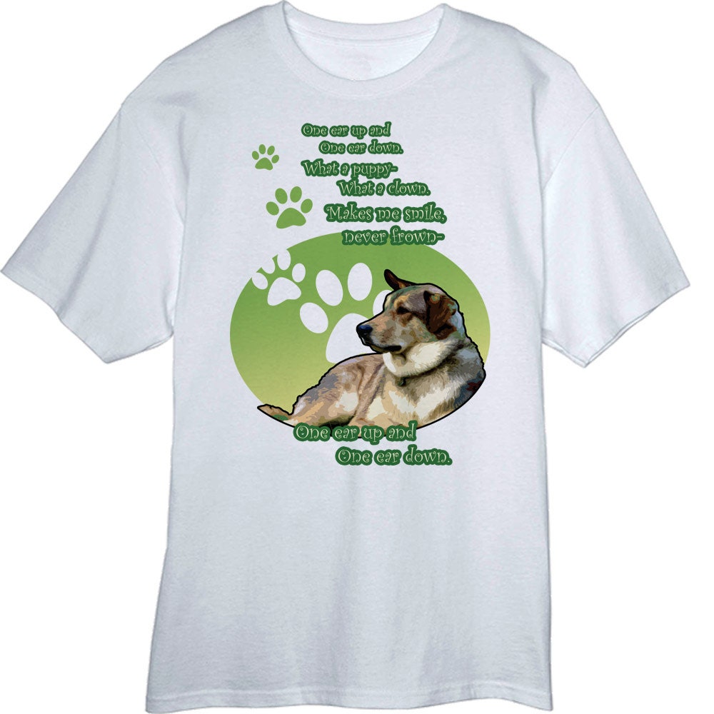 One Ear Up and One Ear Down Dog poem and illustration Novelty T Shirt Z11369