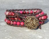 Impression Jasper Bohemian Chan Luu inspired Beaded Triple Wrap Leather Bracelet