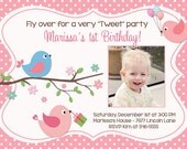 Little Birds Pink Polka Dot Birthday Party Invitation - Printable Il_170x135