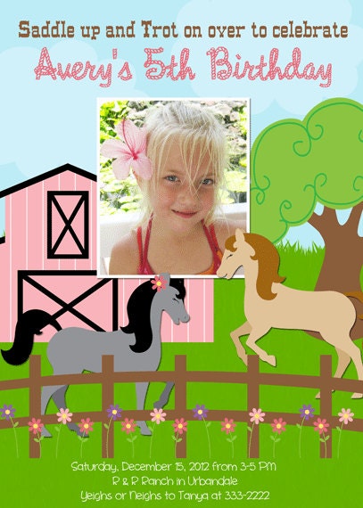 Horse and Farm Photo Birthday Party Invitation - Printable Il_570xn