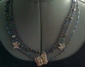 3 Strand Beaded Butterfly Necklace