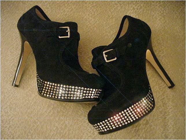 Brooklyn - Swarovski crystal-studded black suede booties - Strutworthy