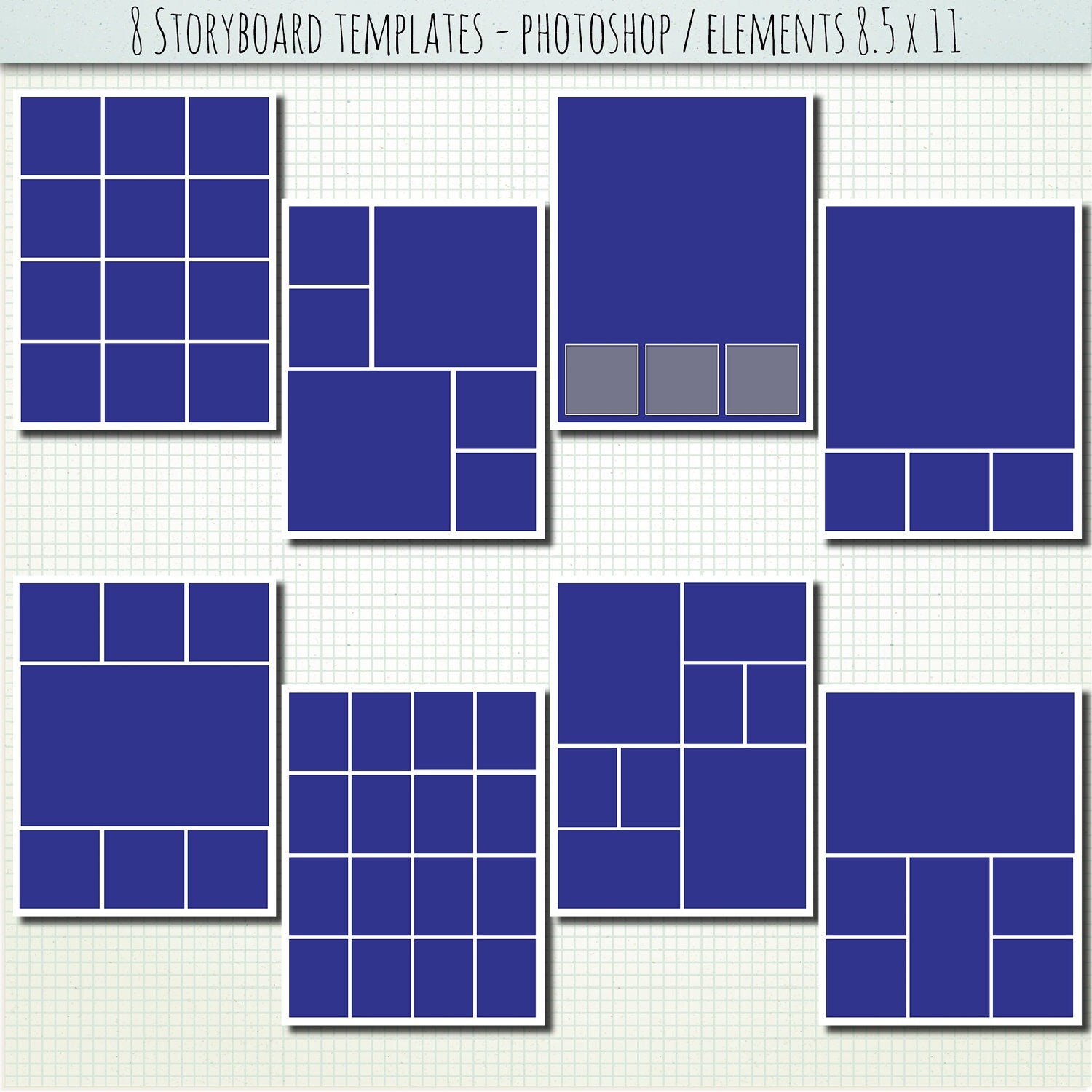Items Similar To 8 5x11 8 X Psd Storyboard Photographer Digital Scrapbook Storyboard 8 5 X 11 Photoshop Template
