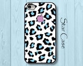 iPhone 4/ 4s and 5 Case - Cell Phone Cover - iPhone Hard Case - Blue Leopard Girly Cute Funny Humor Christmas Gift For Her