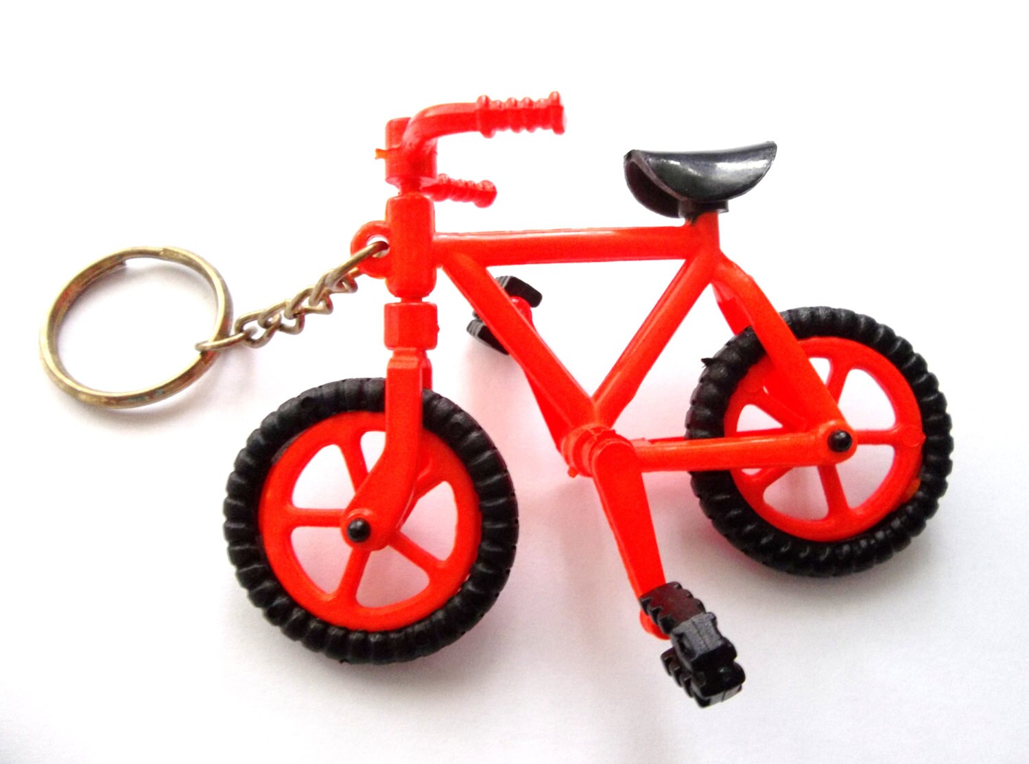 Bicycle Keychain 1980s Orange Bike Toy Novelty by PopCulturelle
