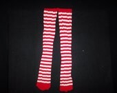 Girls Red and White Stripe Candy Cane Tights Leggings