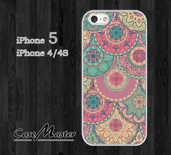 iPhone 5 Case, iPhone 4/4S Case, Hard Plastic or Silicon Rubber, pink teal circles